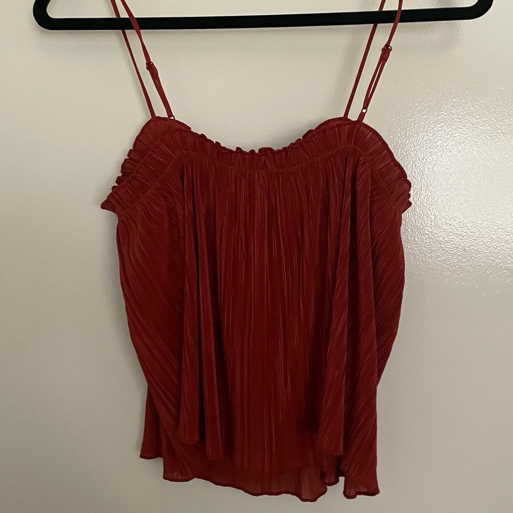 Madewell Red Plisse Cami Top